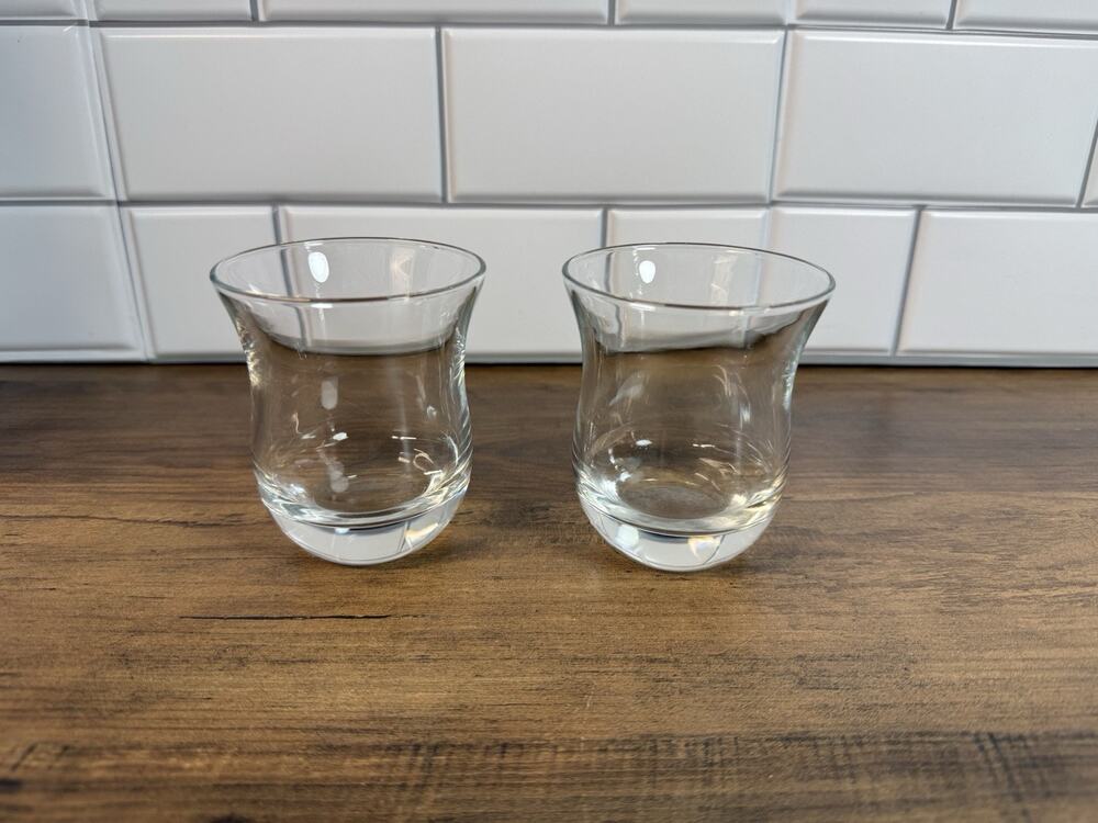 Vintage Whiskey Drinking Glasses Unmarked Tulip Shape SET OF 2